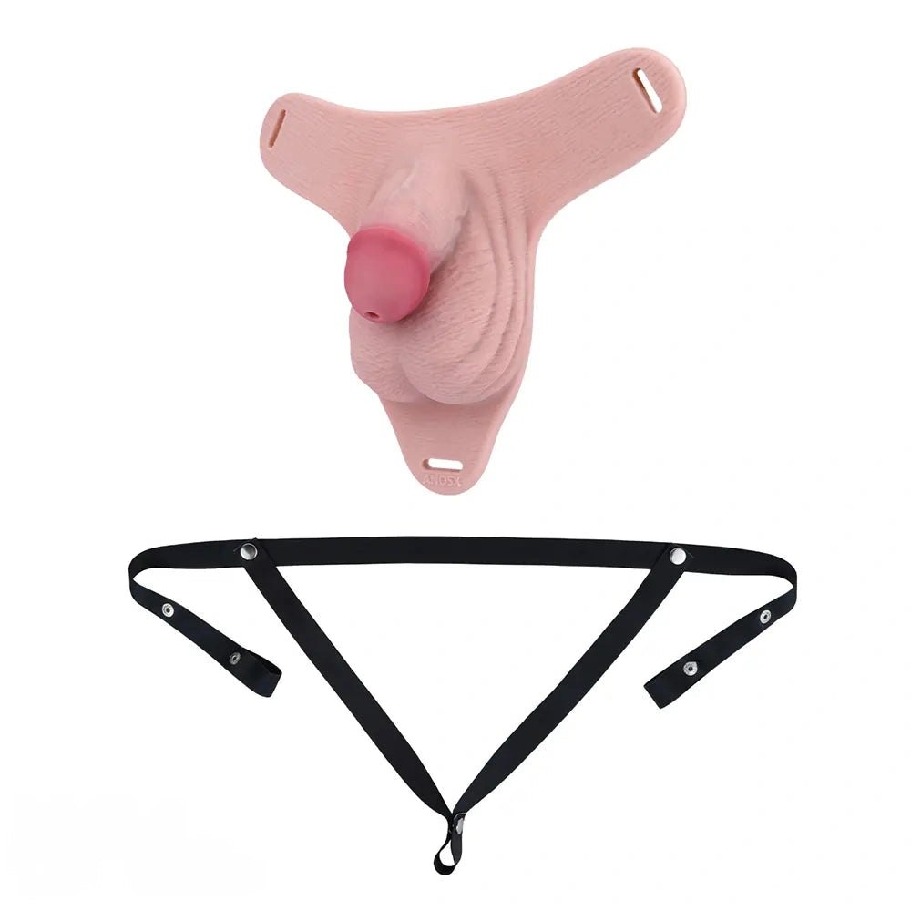 Flesh silicone hollow harness strap-on dildo, photo 18