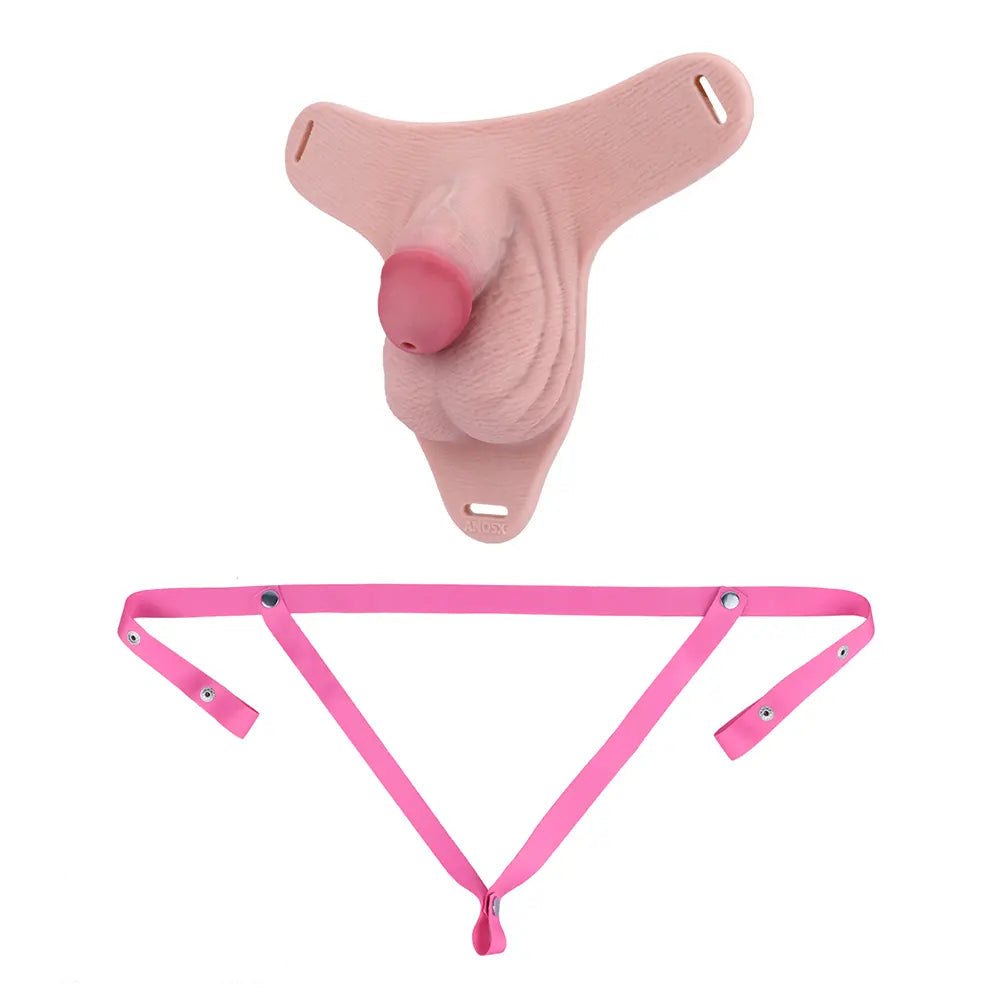 Flesh silicone hollow harness strap-on dildo, photo 19