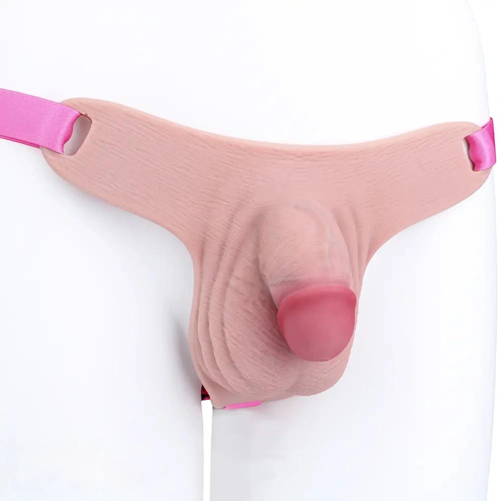 Flesh silicone hollow harness strap-on dildo, photo 2