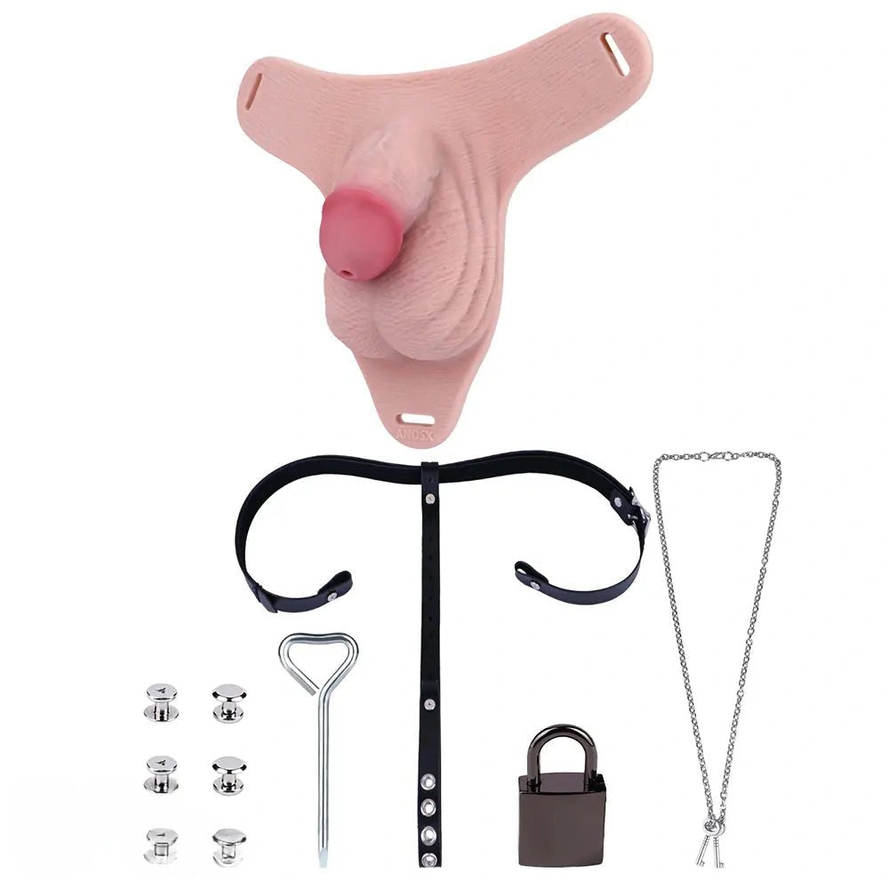 Flesh silicone hollow harness strap-on dildo, photo 20