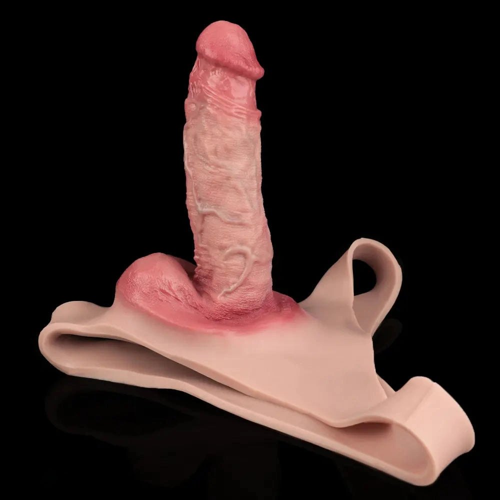 Flesh-tone silicone penis sheath with ring loop, photo 14