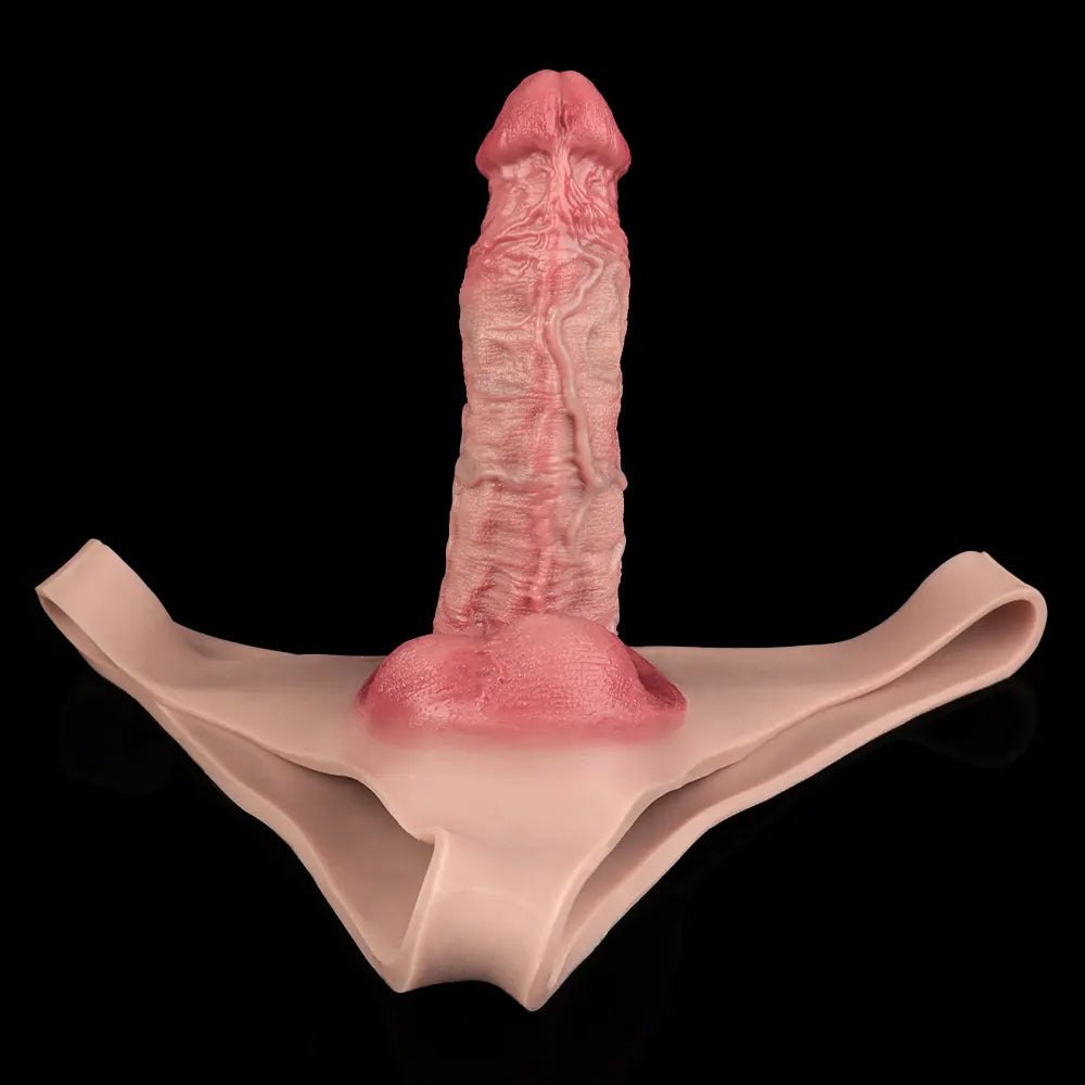 Flesh-tone silicone penis sheath with ring loop, photo 15