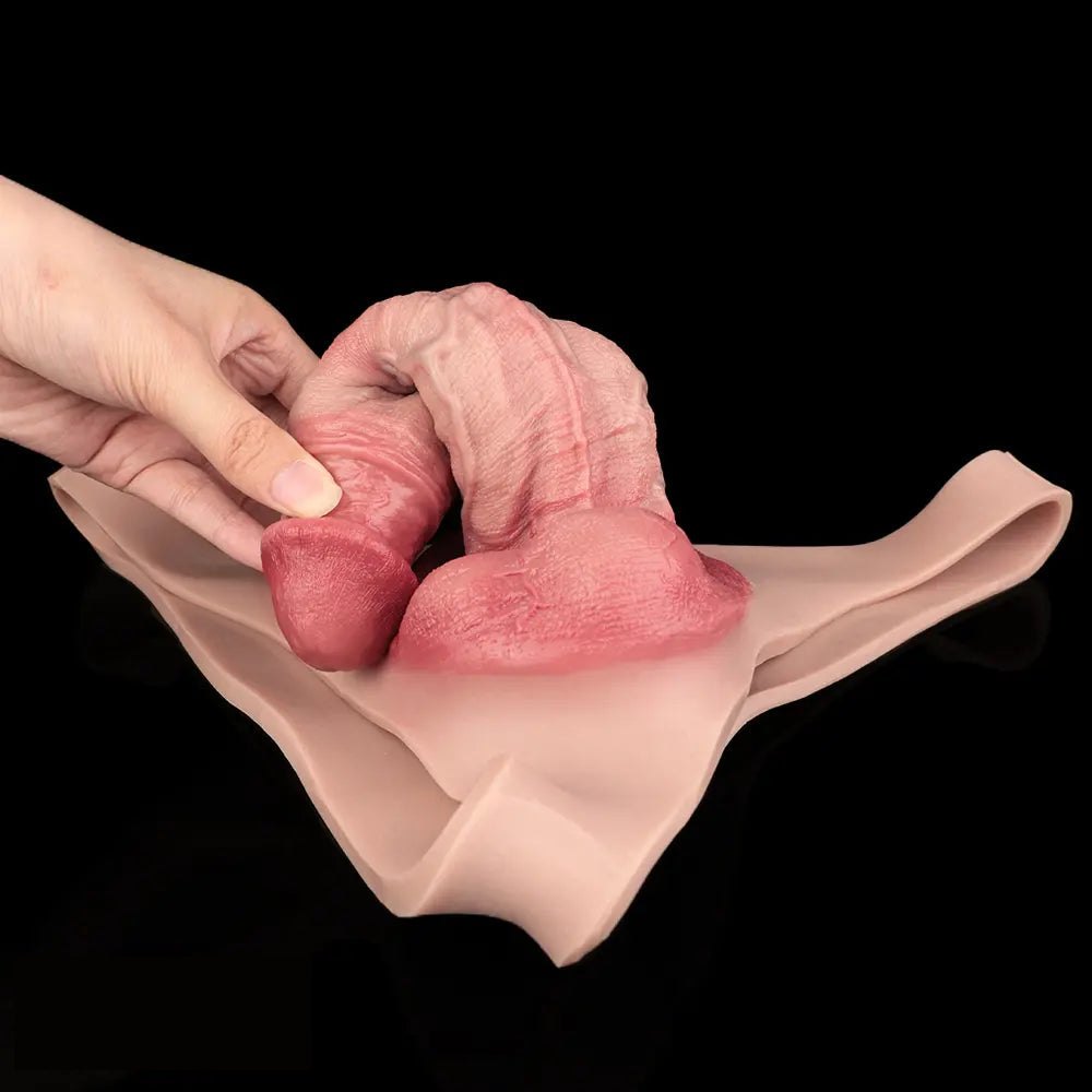 Flesh-tone silicone penis sheath with ring loop, photo 9