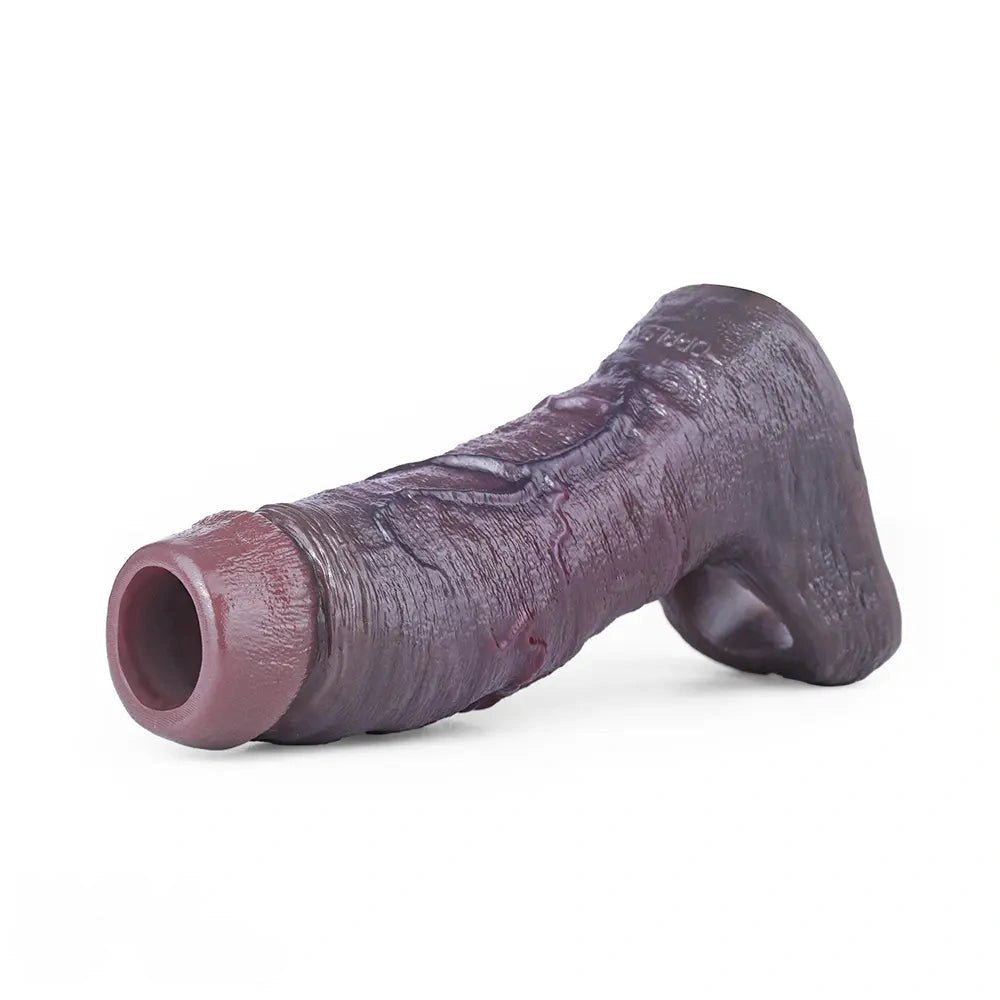 Coffee brown hollow silicone penis sleeve, photo 15