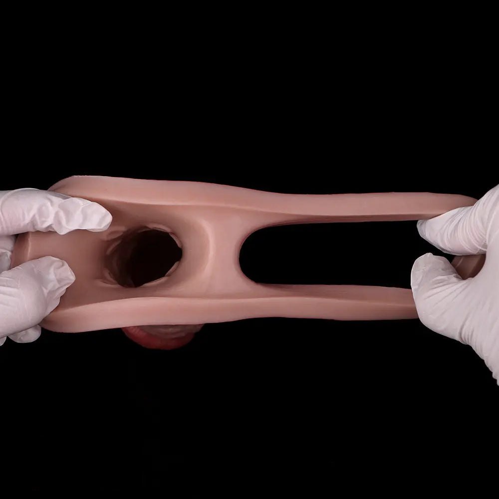 Flesh silicone hollow sleeve dildo, photo 9