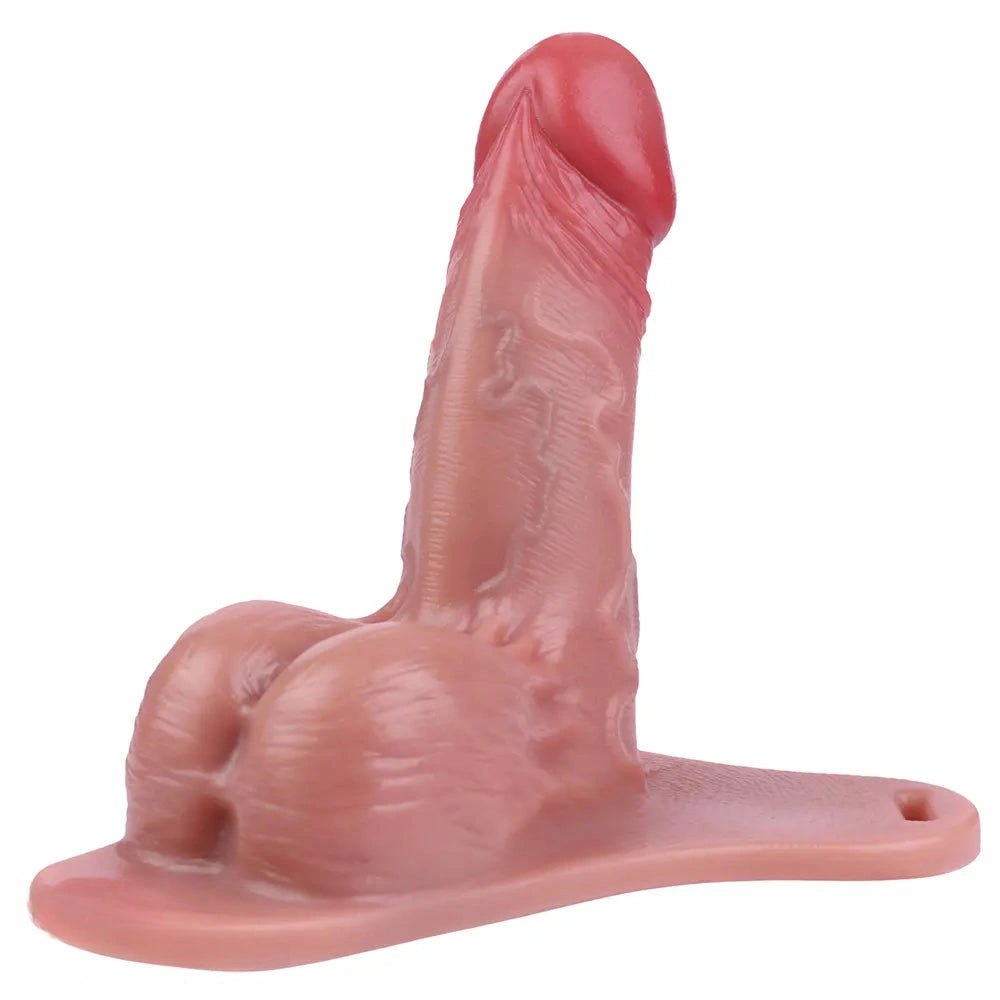 Flesh-tone hollow silicone strap-on dildo with belt straps, photo 16