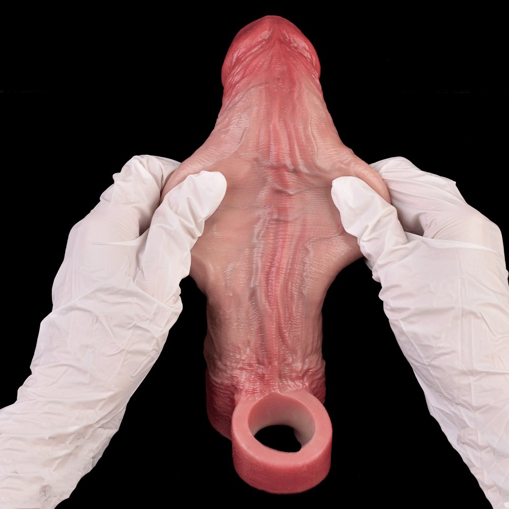 Flesh tone vibrating silicone dildo sleeve, photo 13