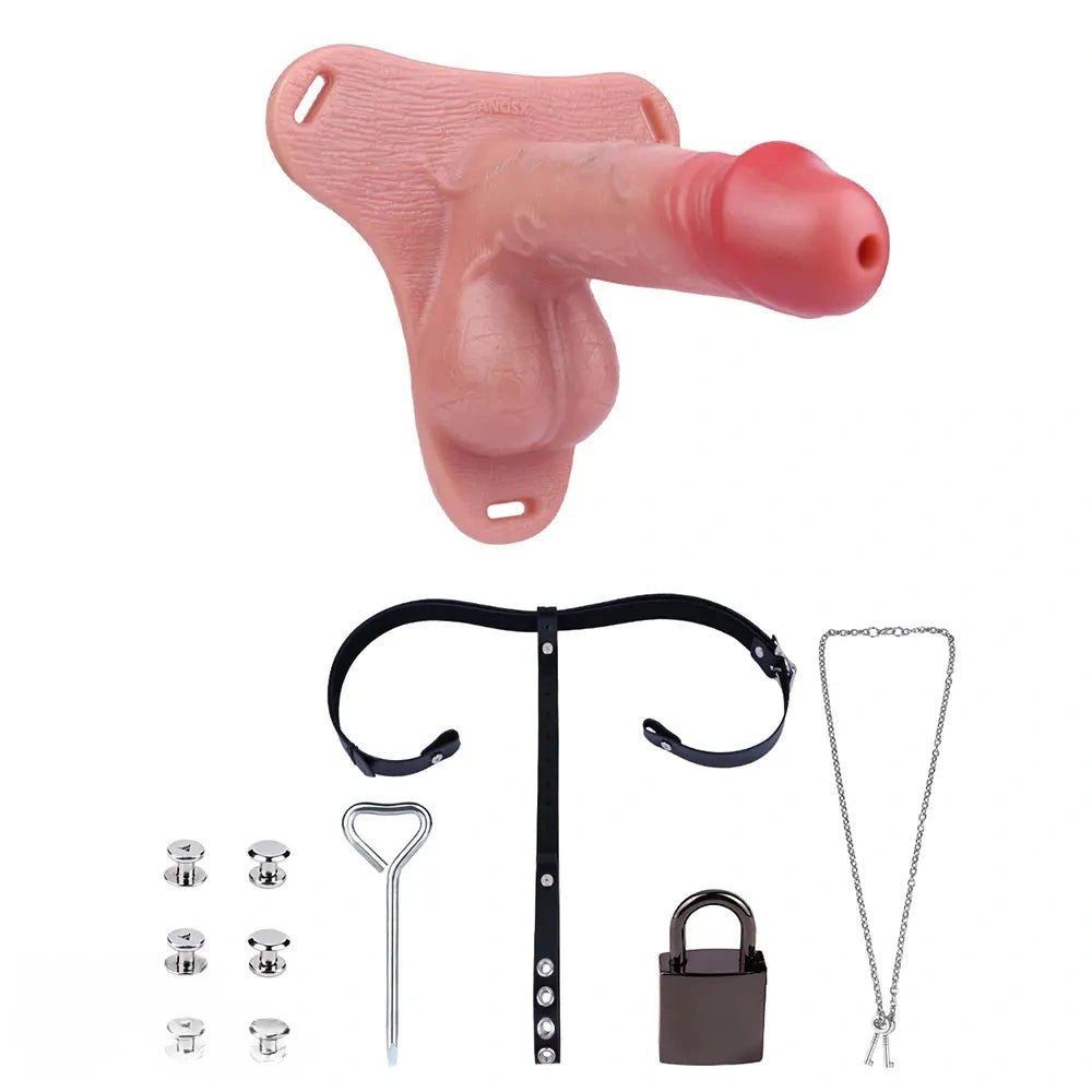 Flesh tone hollow strap-on chastity sheath, photo 6