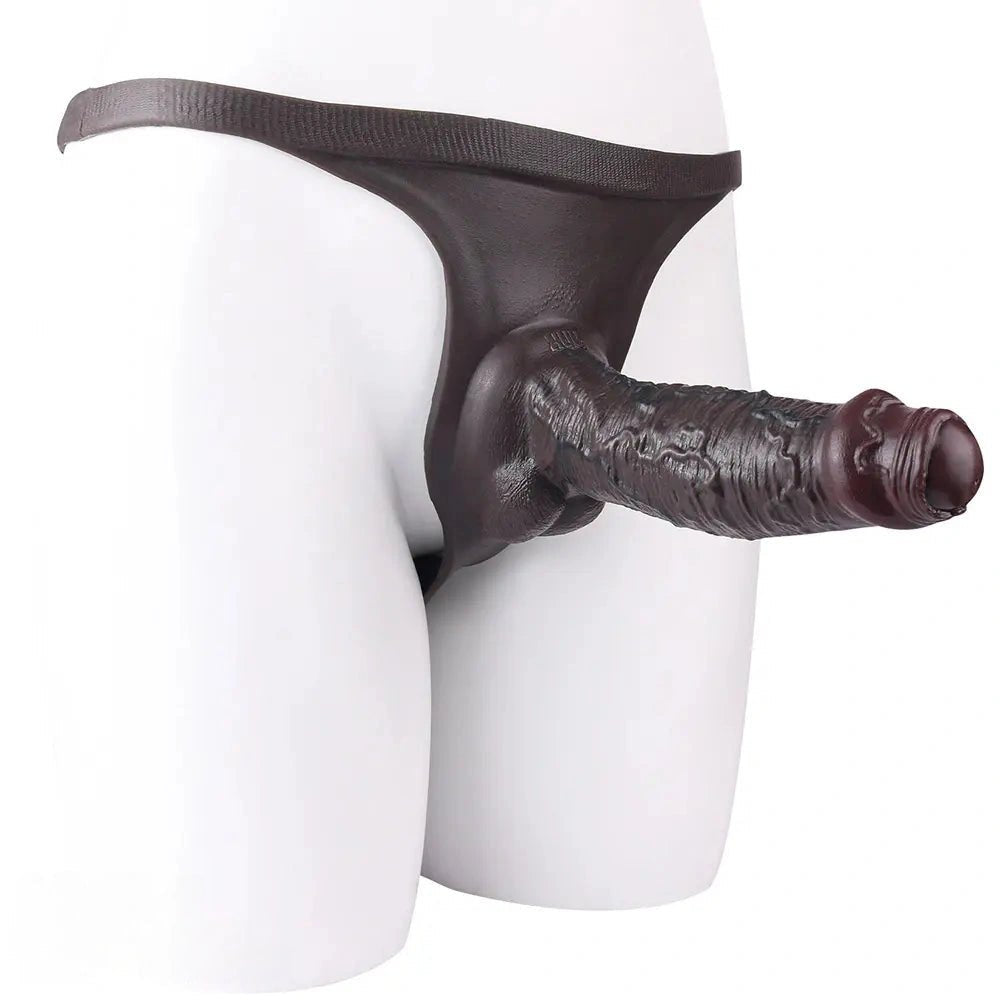 Coffee tone hollow strap-on dildo, photo 2