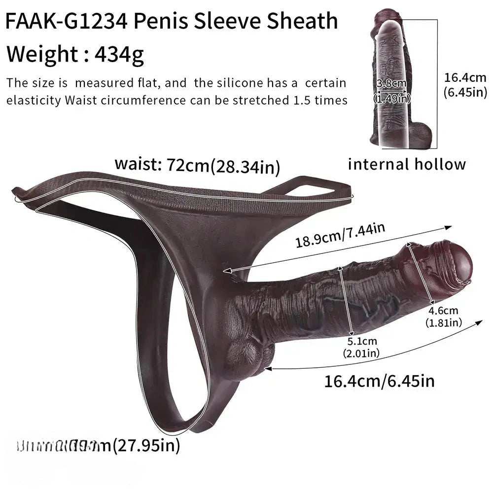 Coffee tone hollow strap-on dildo, photo 4