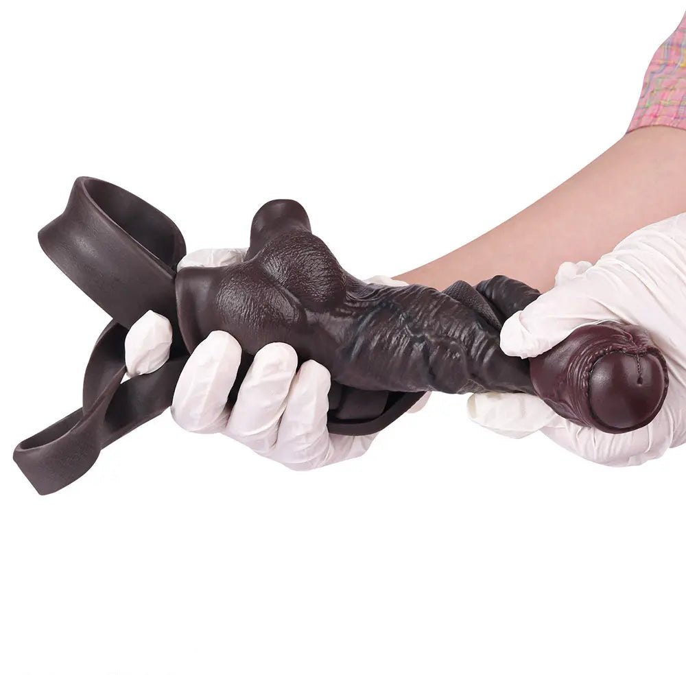Coffee tone hollow strap-on dildo, photo 5