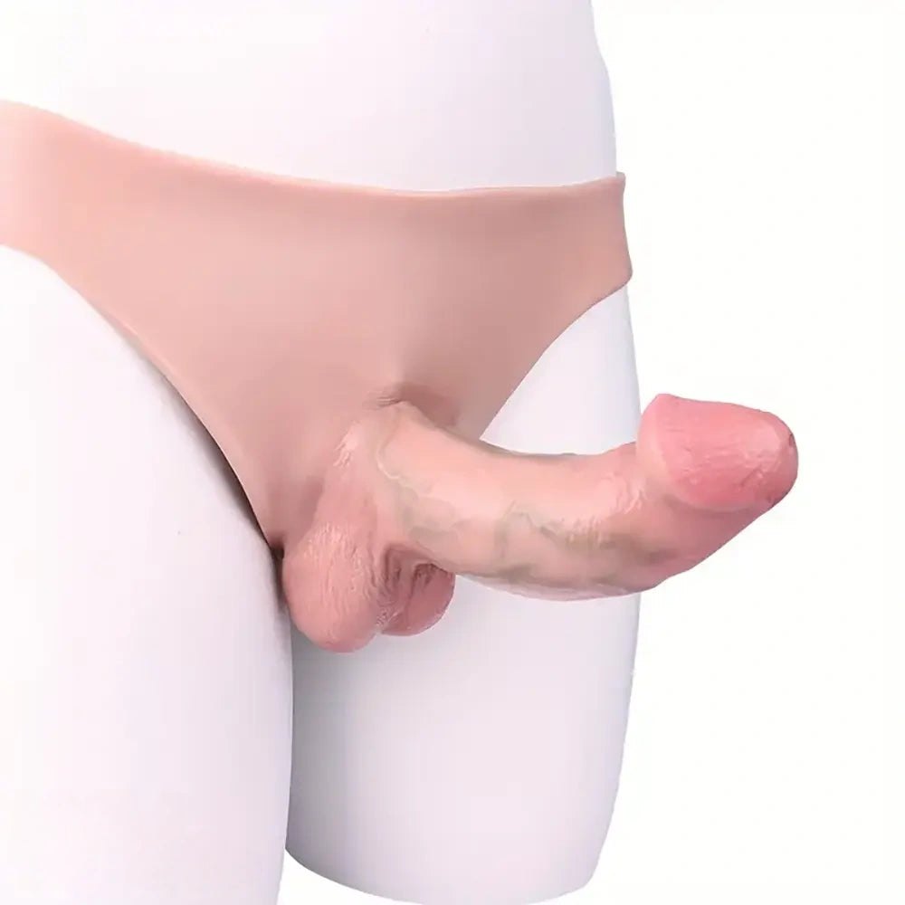 Flesh tone hollow strap-on dildo brief, photo 1
