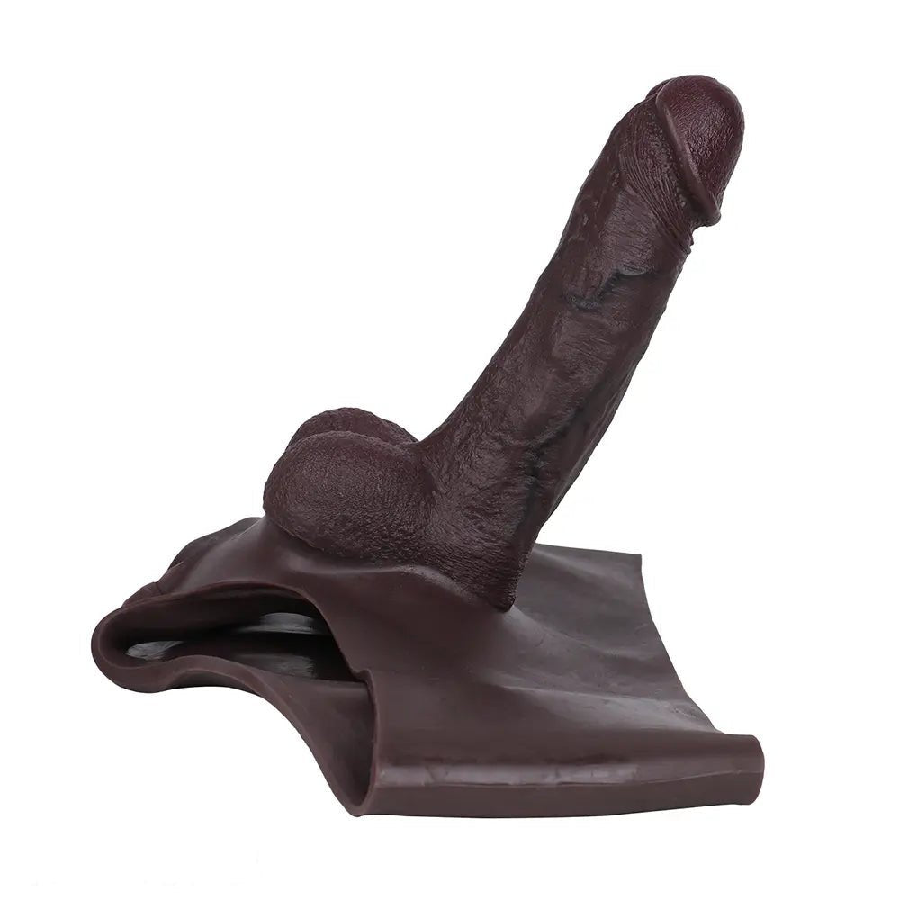 Coffee hollow silicone strap-on dildo harness, photo 11
