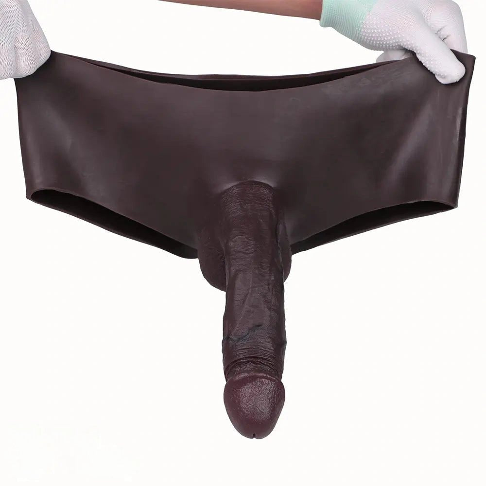 Coffee hollow silicone strap-on dildo harness, photo 12