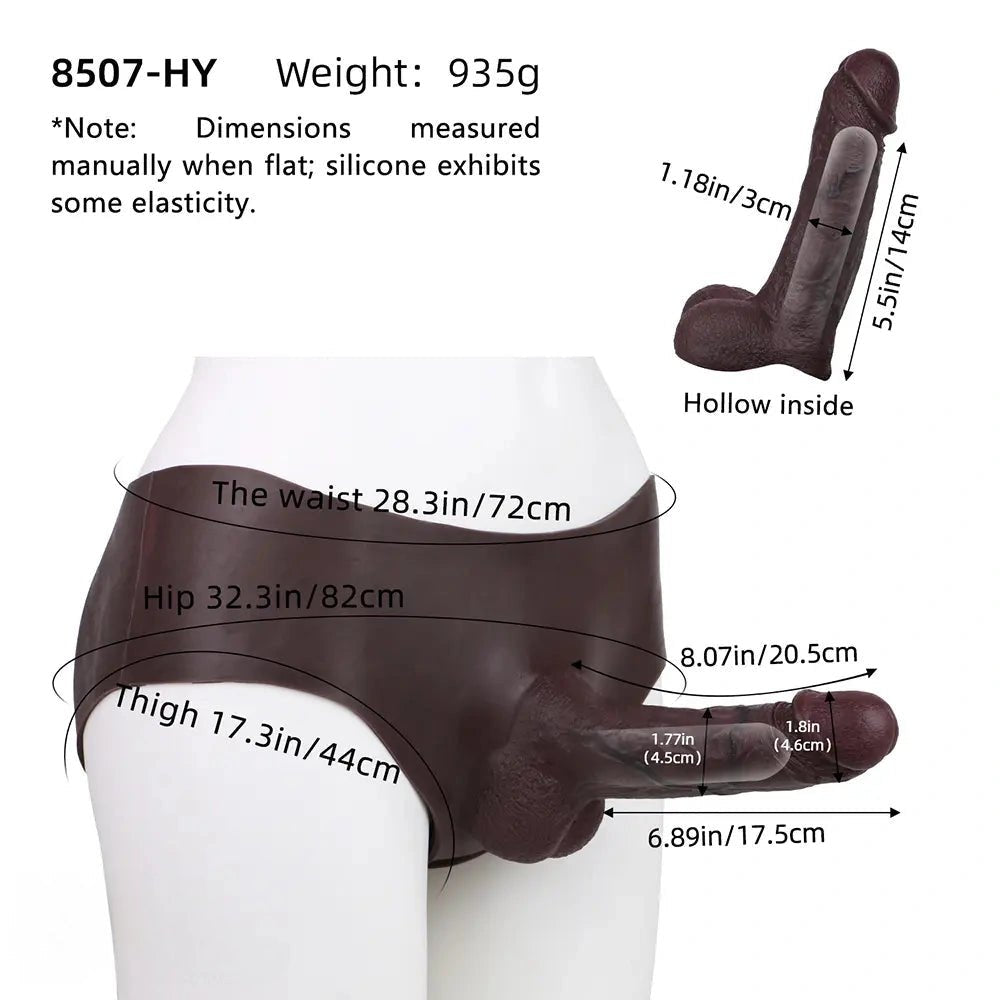 Coffee hollow silicone strap-on dildo harness, photo 2