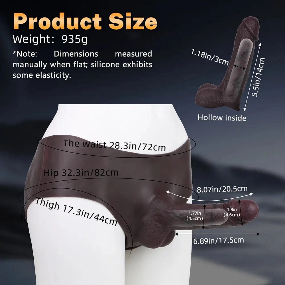 Coffee hollow silicone strap-on dildo harness, photo 6