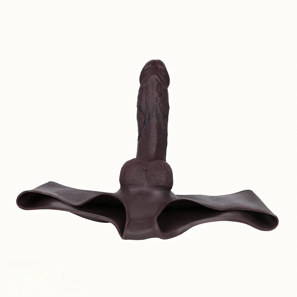 Coffee hollow silicone strap-on dildo harness, photo 7