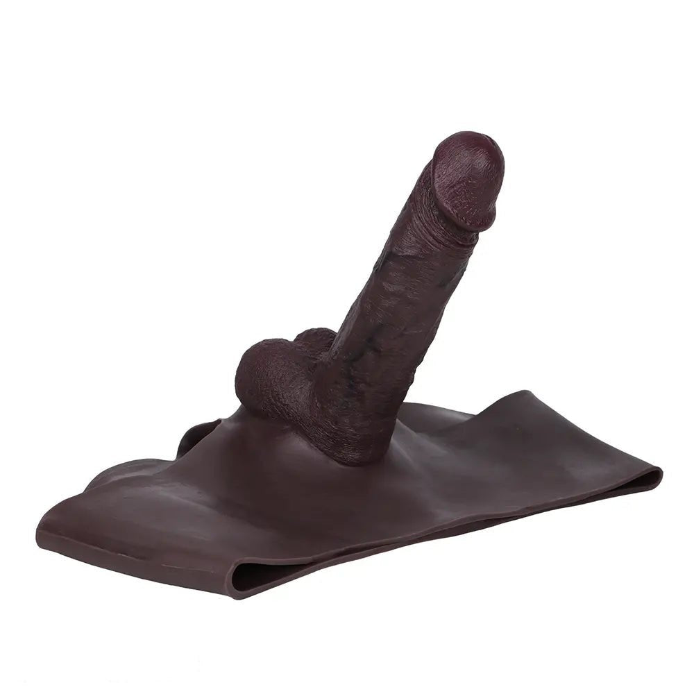 Coffee hollow silicone strap-on dildo harness, photo 9