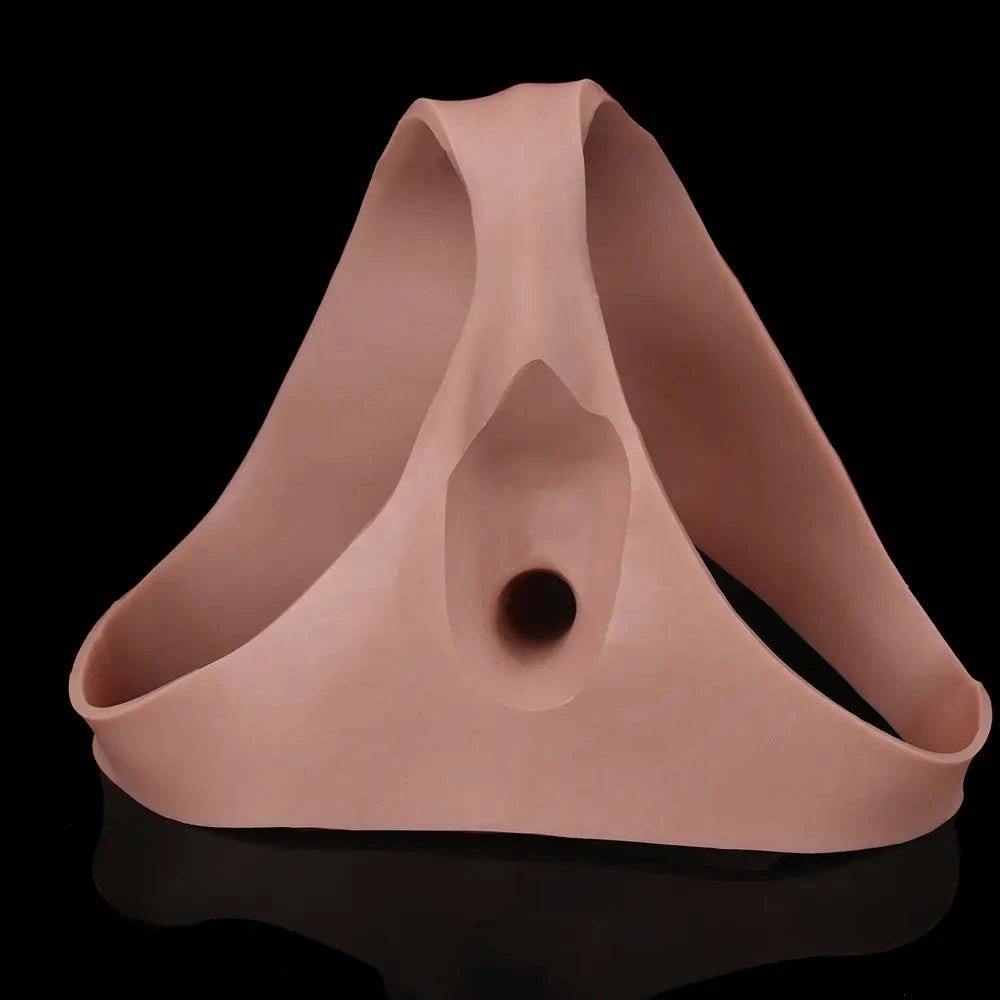 Flesh hollow strap-on silicone dildo harness, photo 14