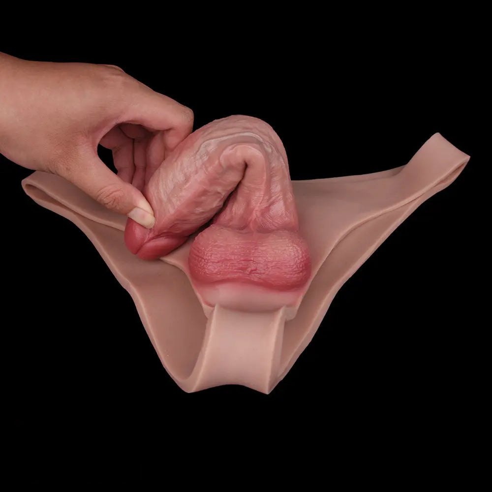Flesh hollow strap-on silicone dildo harness, photo 15