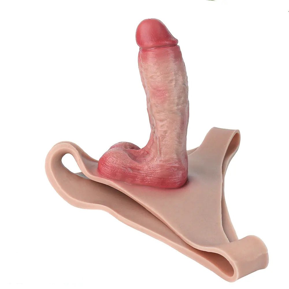 Flesh hollow strap-on silicone dildo harness, photo 2