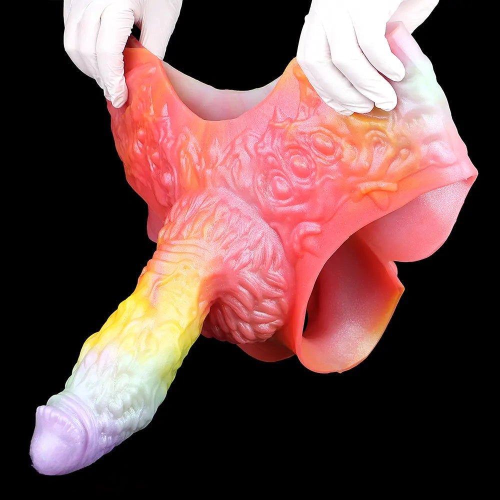 Rainbow ombre hollow strap-on dildo, photo 12