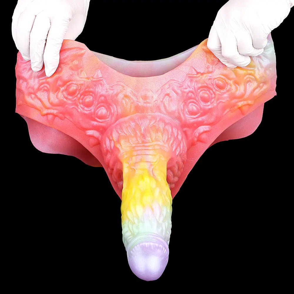 Rainbow ombre hollow strap-on dildo, photo 13