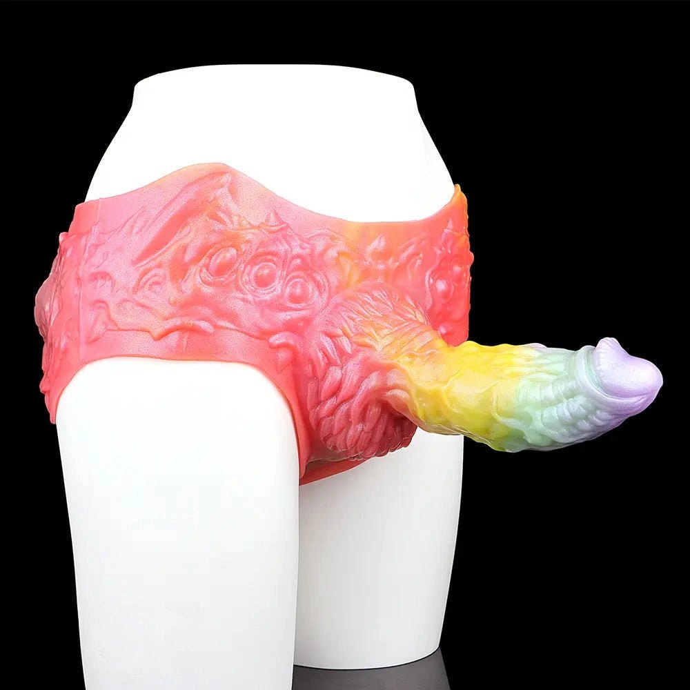 Rainbow ombre hollow strap-on dildo, photo 3