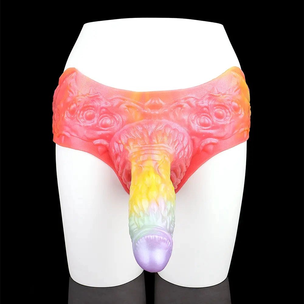 Rainbow ombre hollow strap-on dildo, photo 6