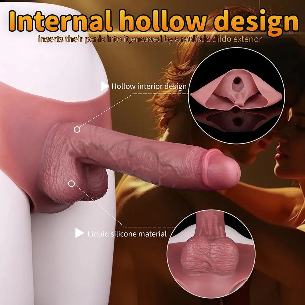 Flesh silicone hollow strap-on dildo sleeve, photo 7
