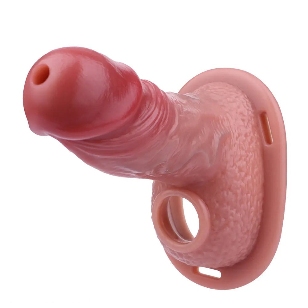 Flesh-tone hollow strap-on dildo with harness straps, photo 6