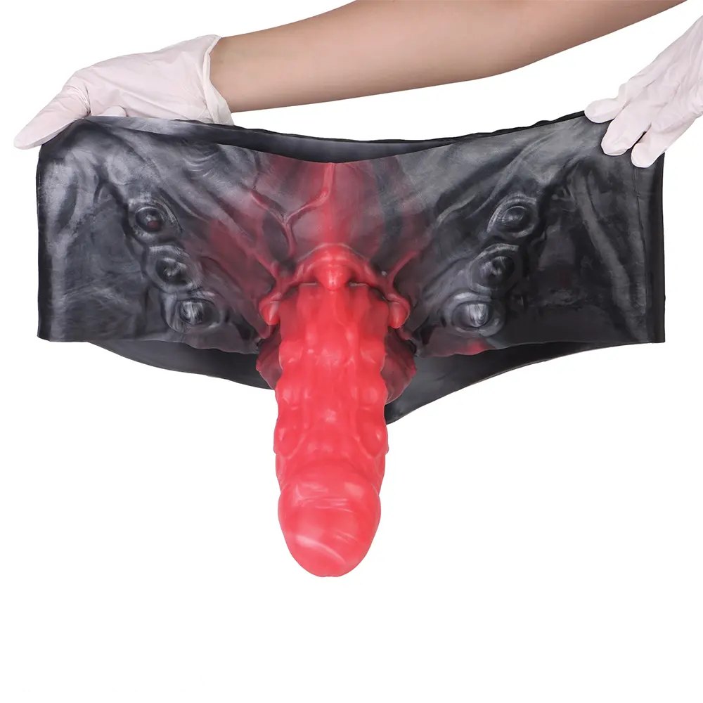 Red textured hollow strap-on sheath, photo 10