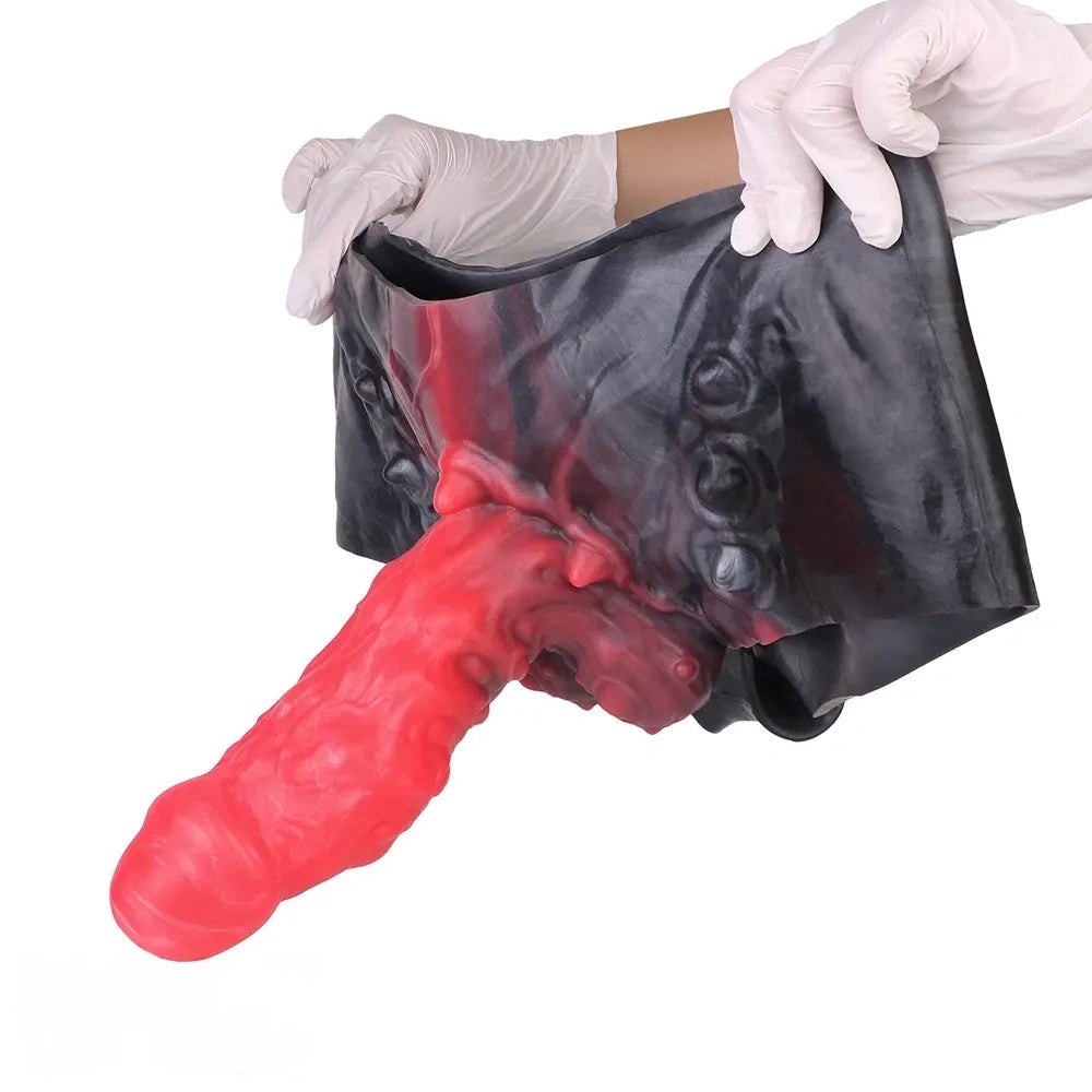 Red textured hollow strap-on sheath, photo 11
