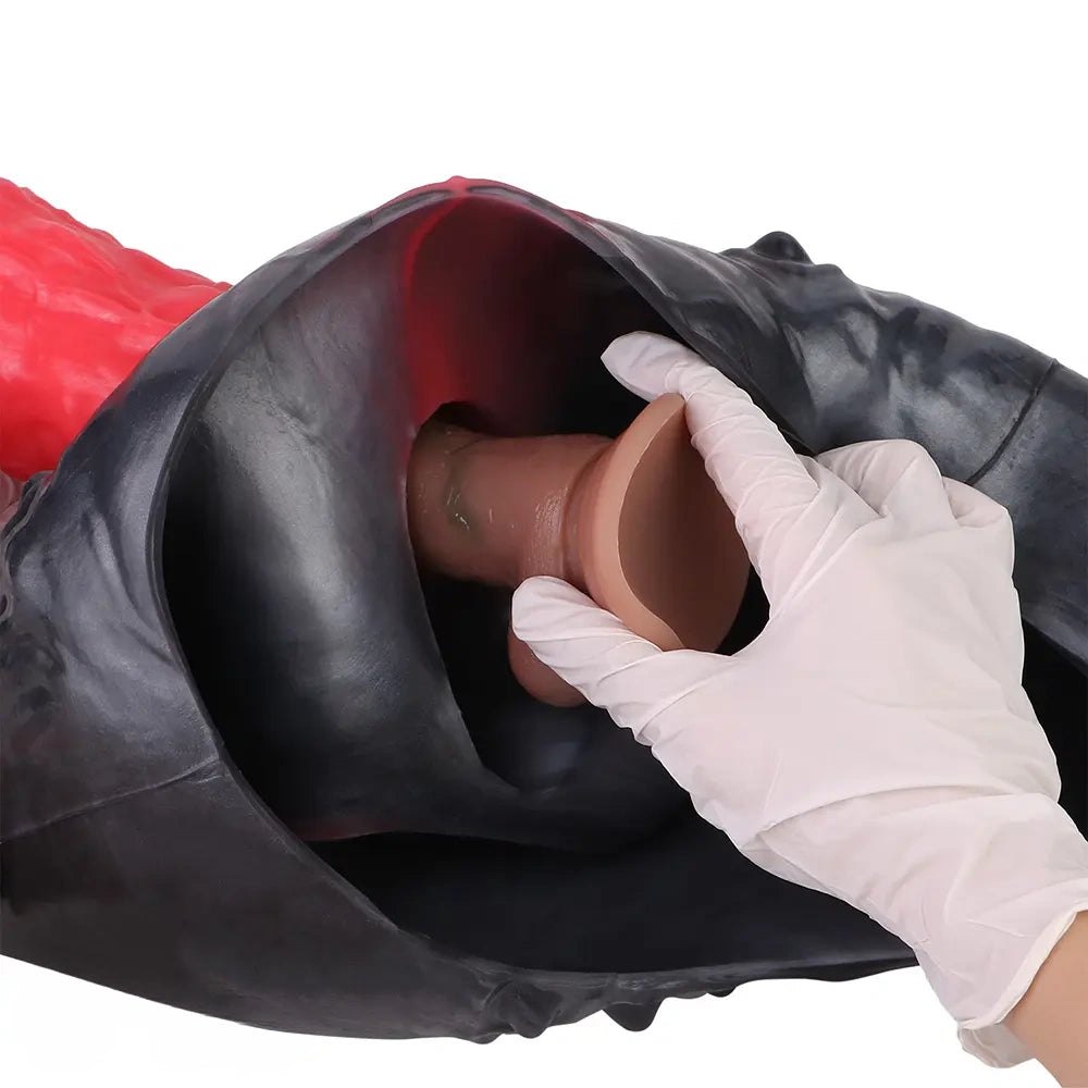 Red textured hollow strap-on sheath, photo 12