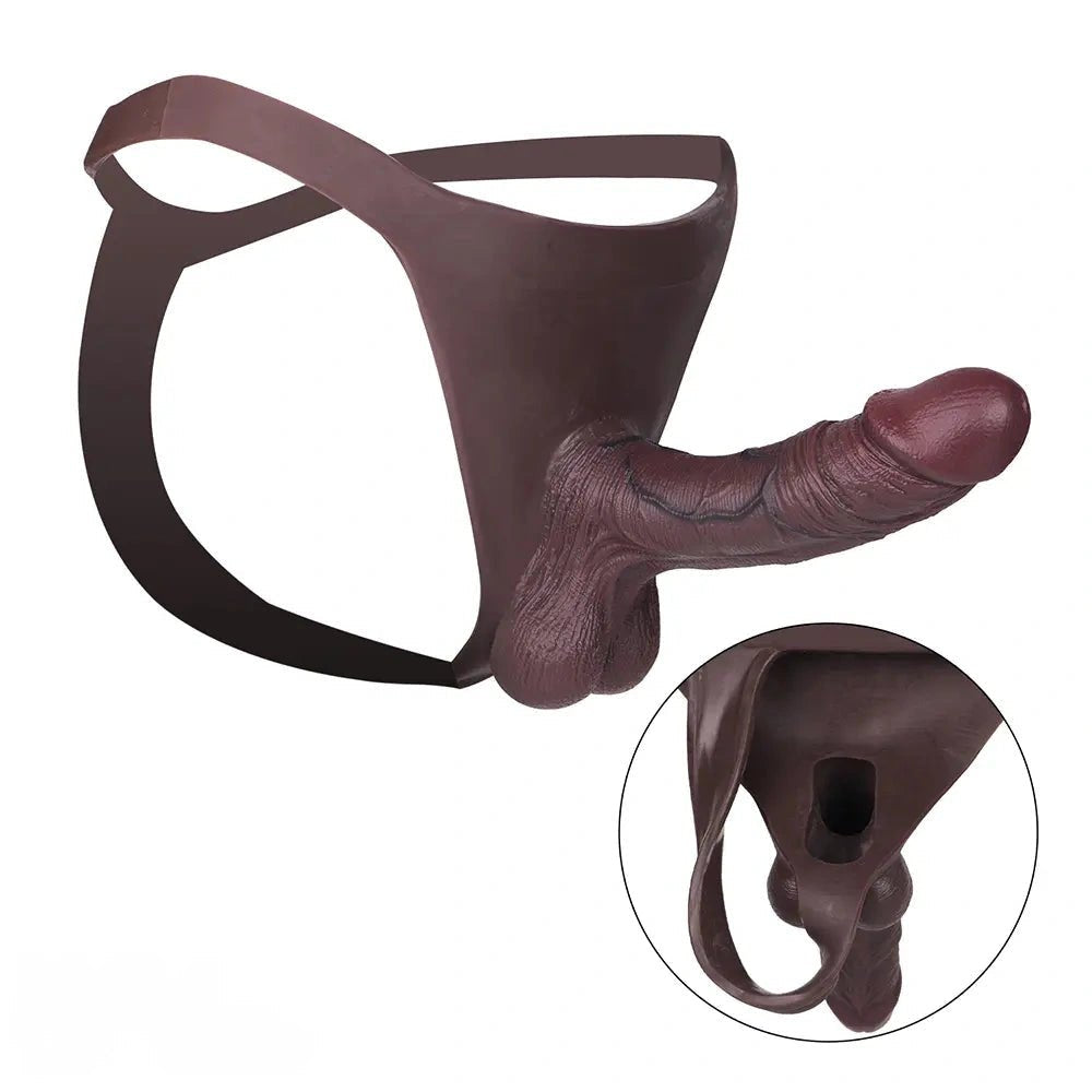 Coffee tone strap-on harness dildo, photo 1