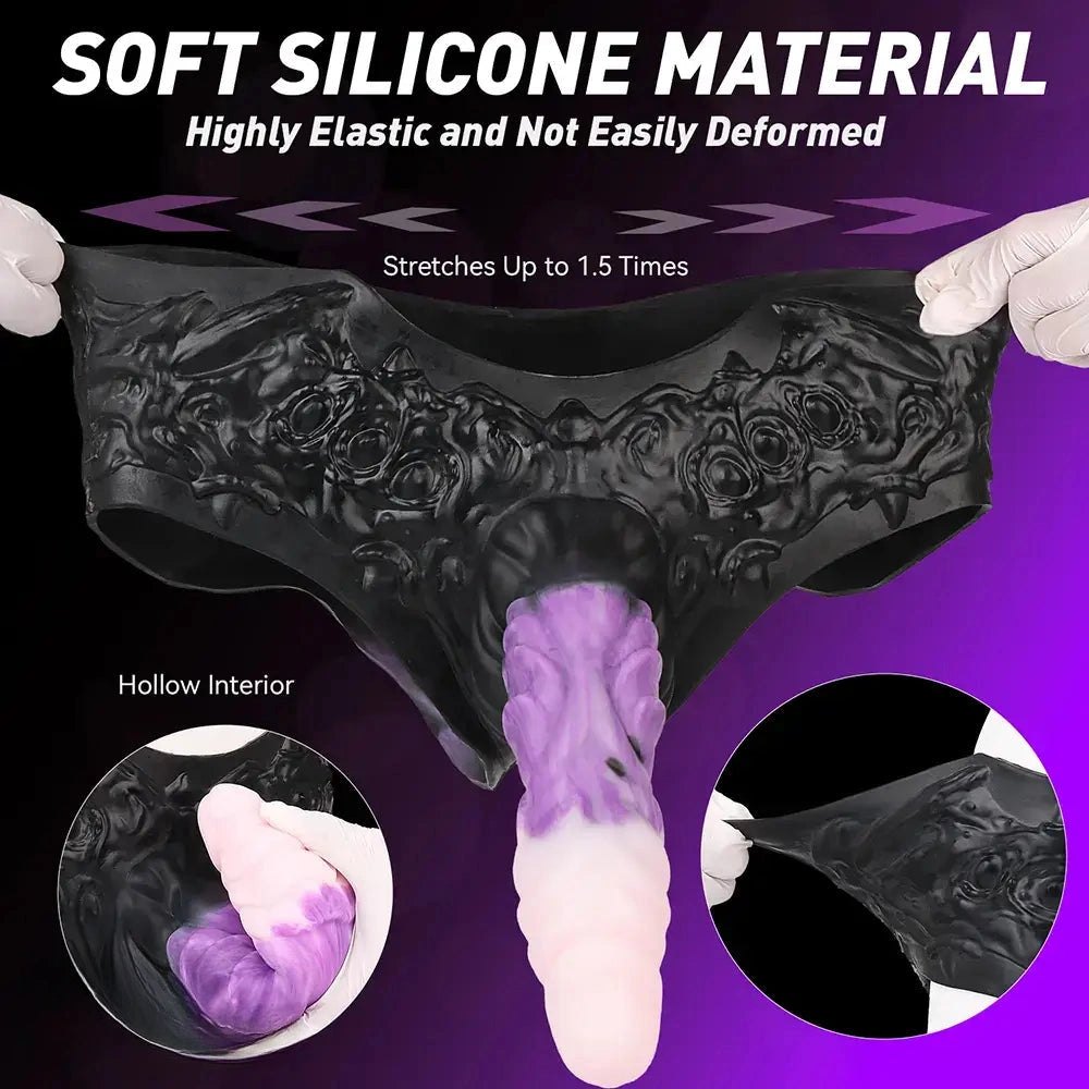 Hollow ridged silicone strap-on dildo, photo 3