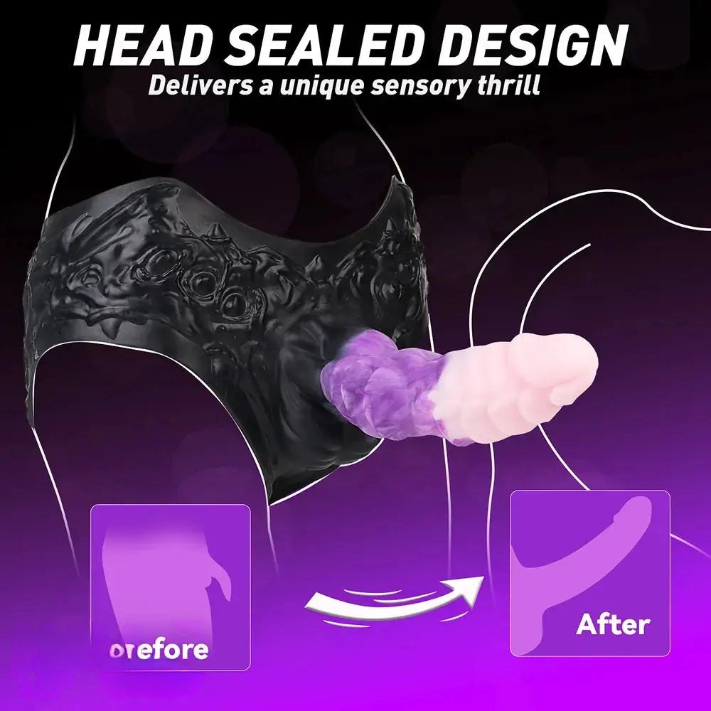 Hollow ridged silicone strap-on dildo, photo 4