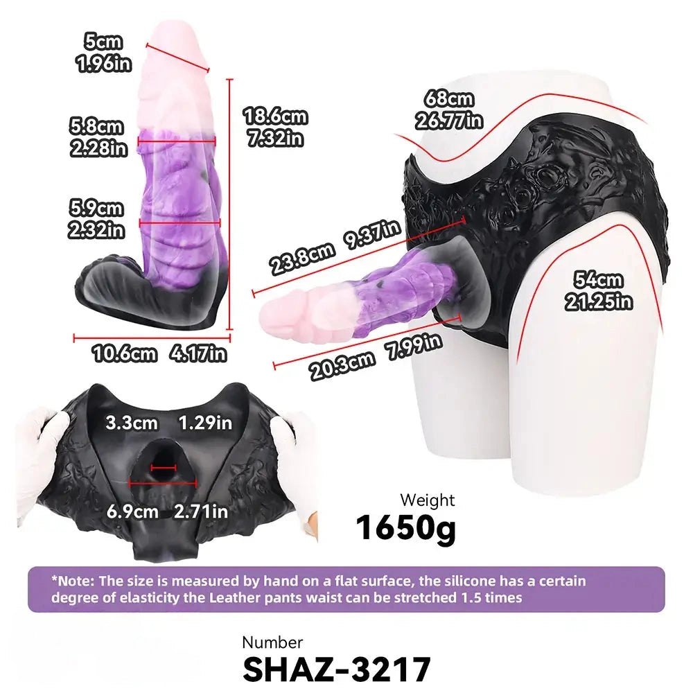 Hollow ridged silicone strap-on dildo, photo 8