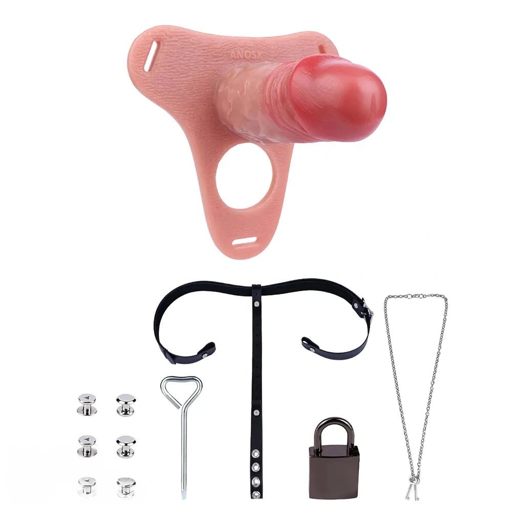 Flesh tone hollow strap on harness dildo, photo 6