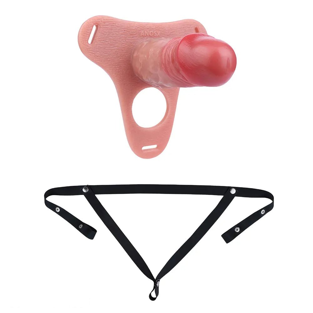 Flesh tone hollow strap on harness dildo, photo 7