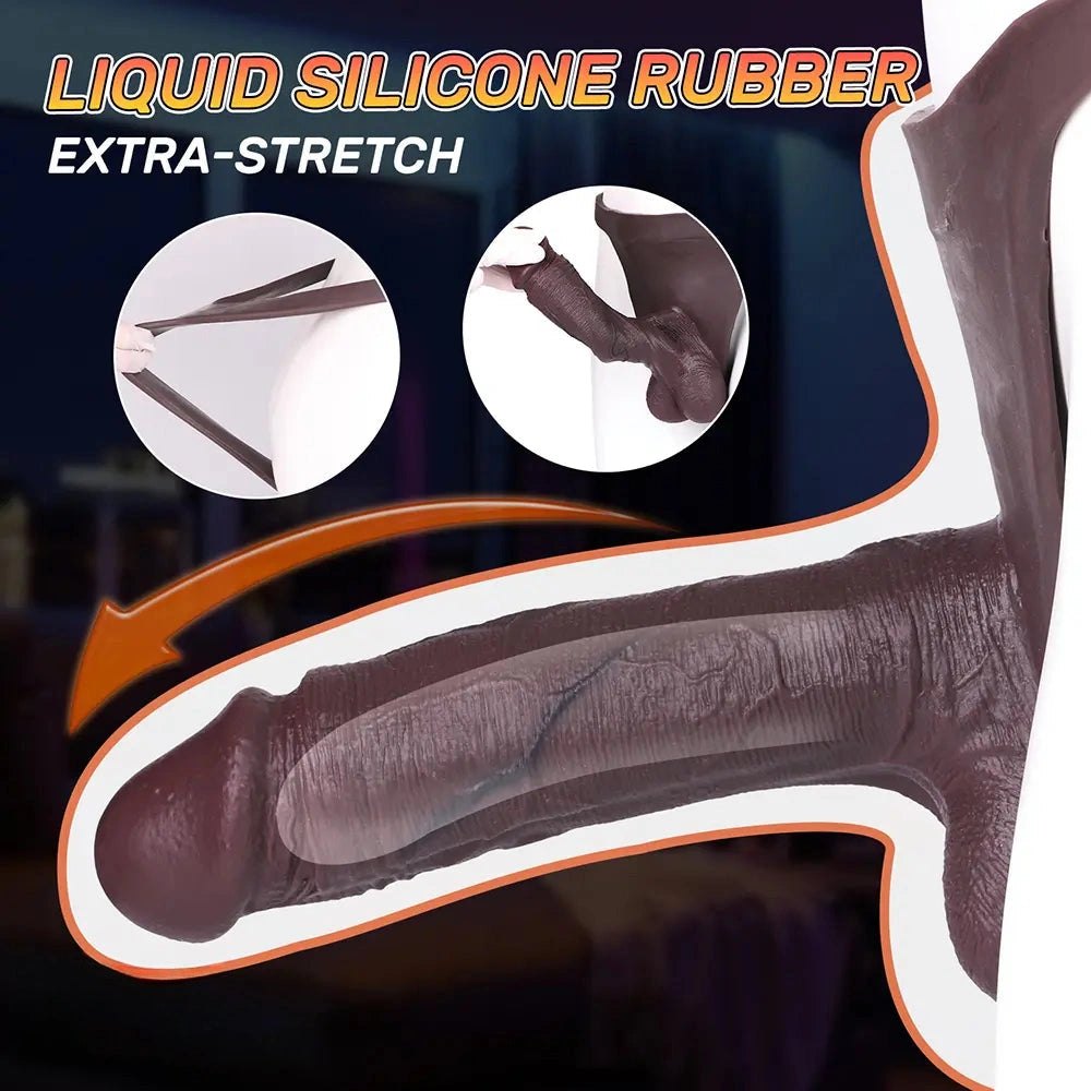 Coffee tone hollow strap-on silicone dildo, photo 3