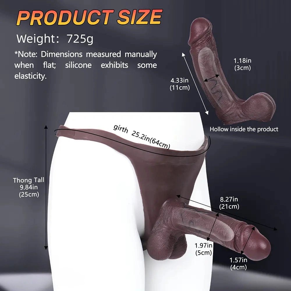 Coffee tone hollow strap-on silicone dildo, photo 5