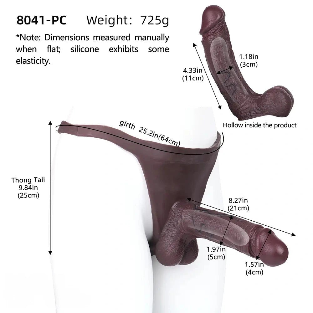 Coffee tone hollow strap-on silicone dildo, photo 7