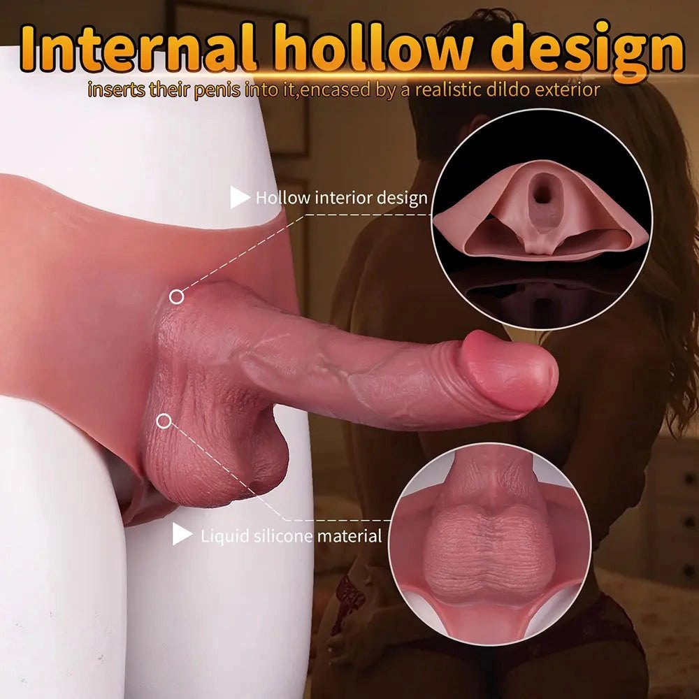 Flesh hollow strap-on dildo, photo 14