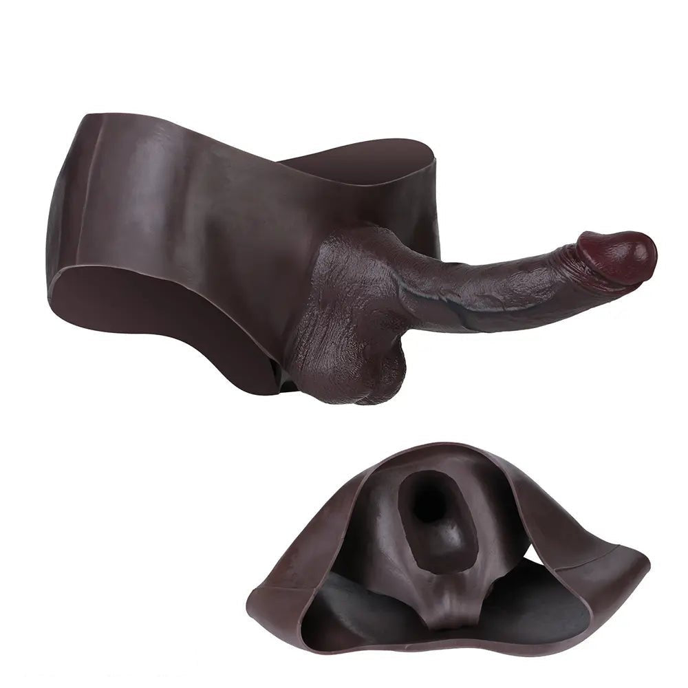 Coffee hollow strap-on dildo sleeve, photo 1