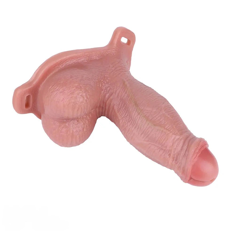 Flesh tone hollow strap-on dildo with harness, photo 13