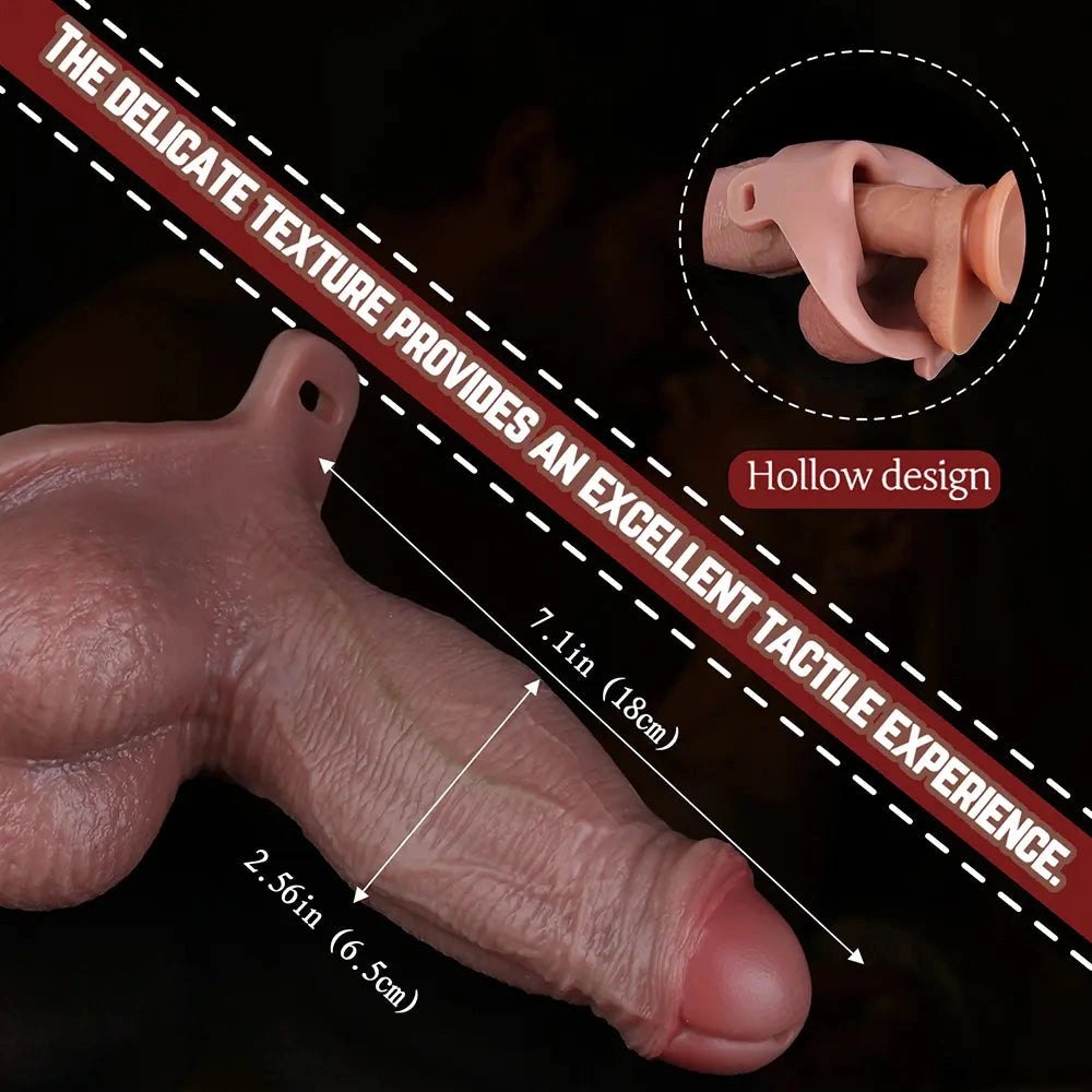 Flesh tone hollow strap-on dildo with harness, photo 3