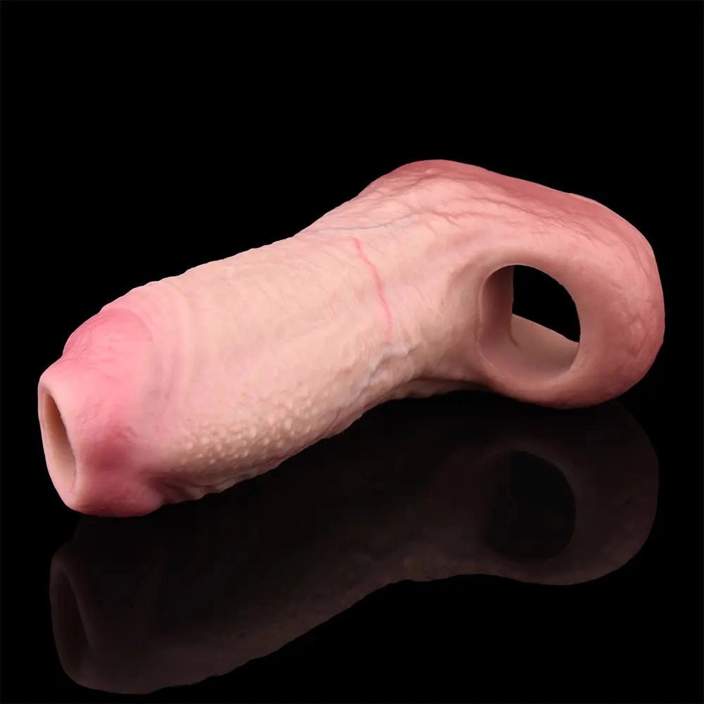 Flesh hollow-tip silicone dildo sleeve, photo 11