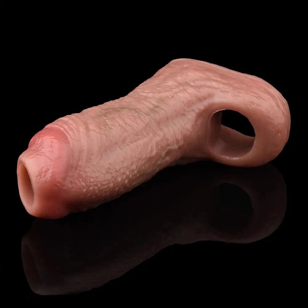 Flesh hollow-tip silicone dildo sleeve, photo 13