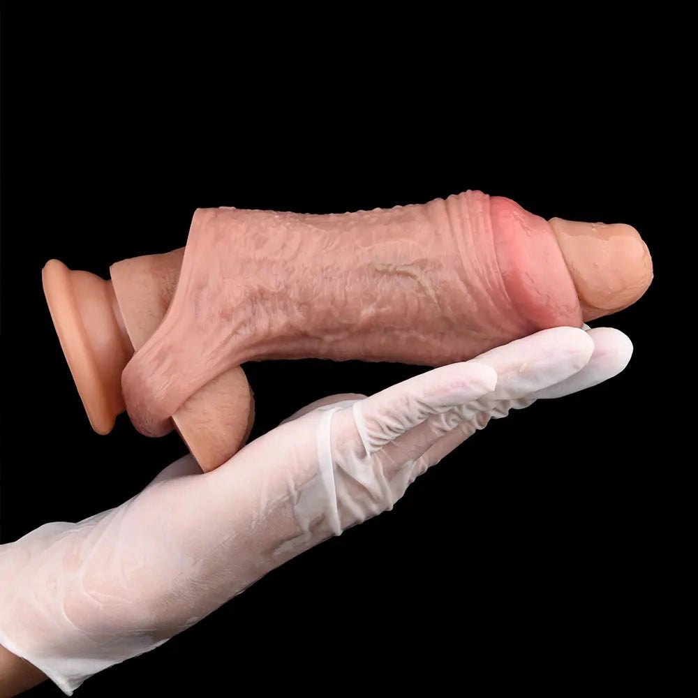Flesh hollow-tip silicone dildo sleeve, photo 14